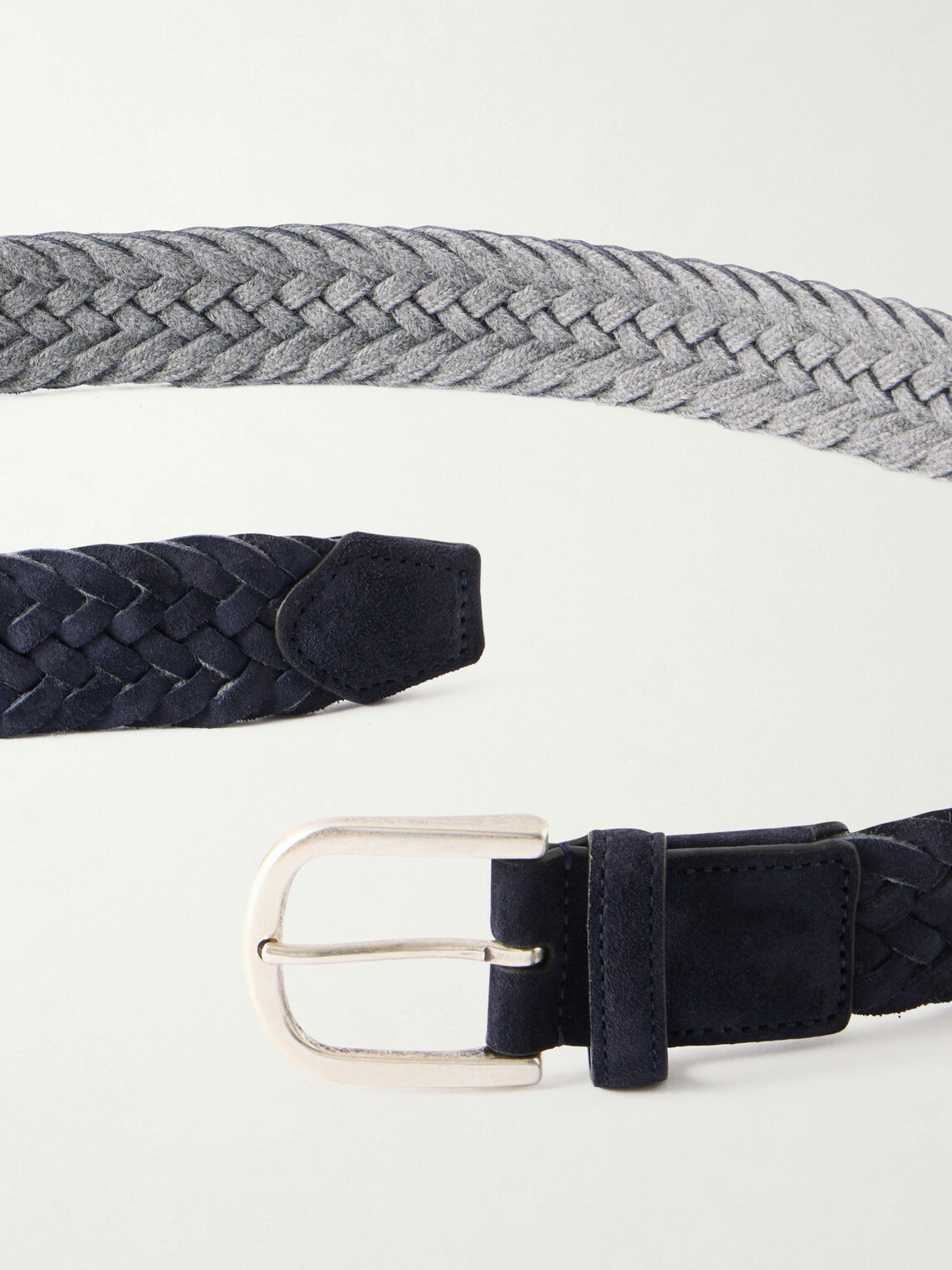 Canali - 3cm Woven Suede and Wool Belt - Blue