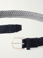 Canali - 3cm Woven Suede and Wool Belt - Blue