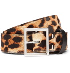 AMIRI - 3.5cm Leopard-Print Calf Hair Belt - Men - Brown