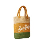 MC2 Saint Barth Raffia Bucket Bag With Multicolor Stripes And Embroidery