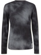 Satisfy - Logo-Appliquéd Distressed Tie-Dye Wool-Jersey Running Top - Black