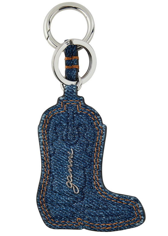 Photo: Ganni Western Boot Denim Keyring - Navy - One Size