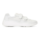 Prada White Leather and Mesh Straps Sneakers