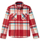 Billionaire Boys Club - Button-Down Collar Appliquéd Checked Brushed-Flannel Shirt - Red