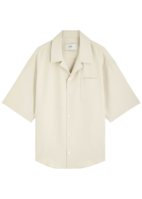 Photo: Ami Paris Logo-embroidered Cotton Shirt Beige