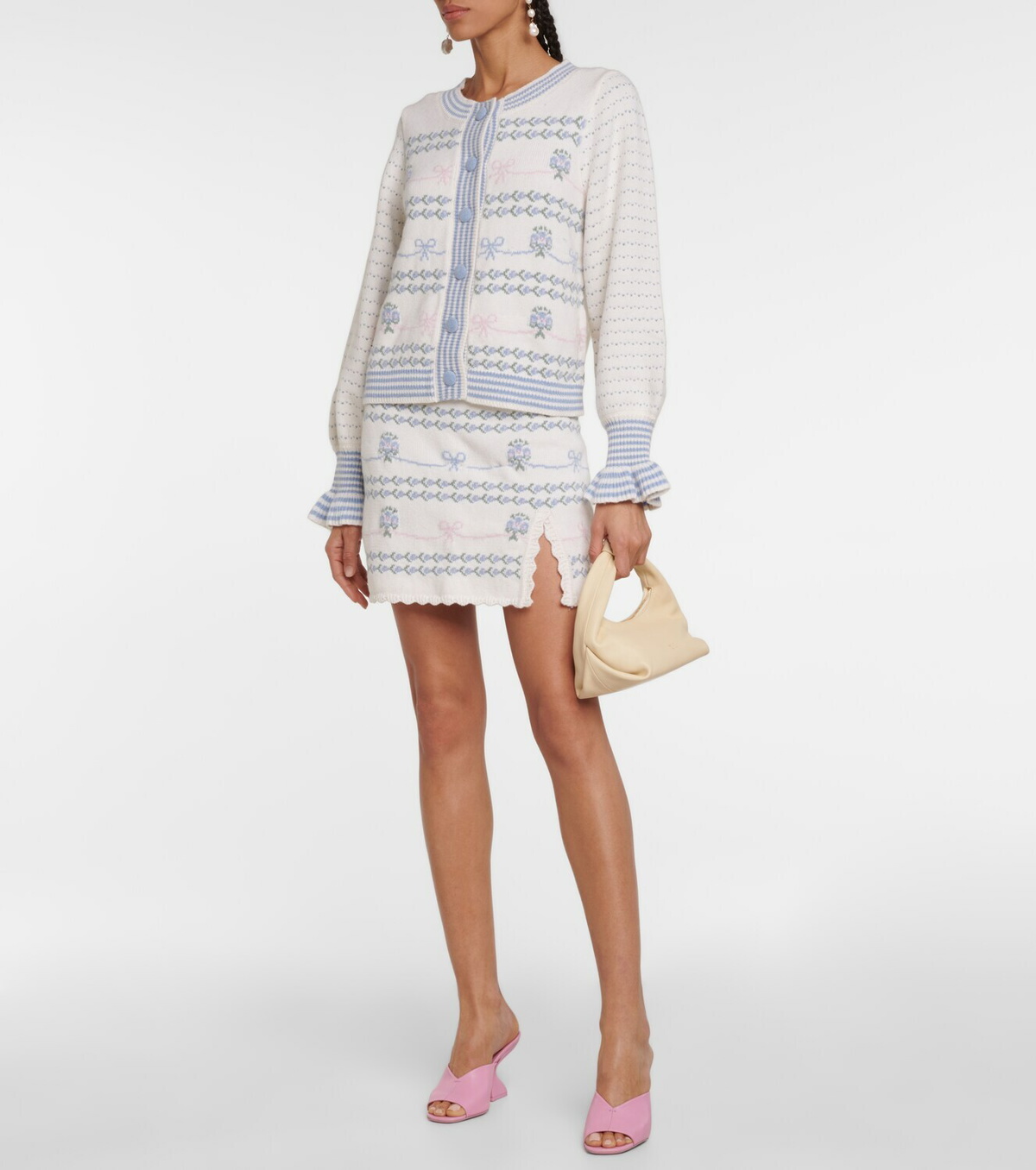 LoveShackFancy Pawley cotton and wool-blend miniskirt