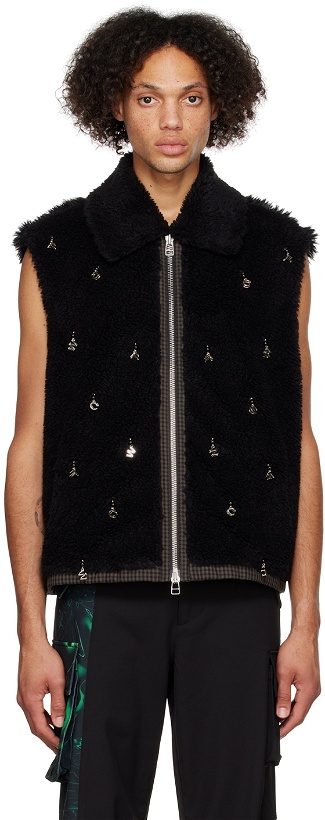Photo: Feng Chen Wang Black Embellished Faux-Fur Vest