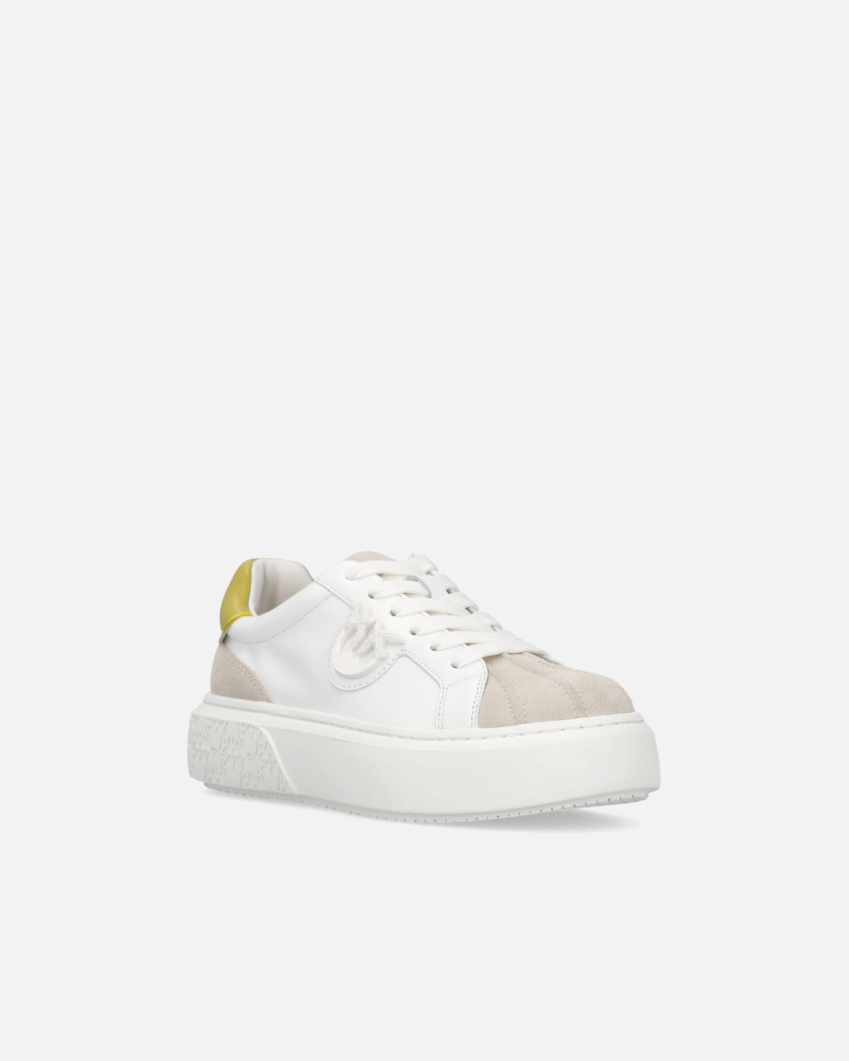 Pinko Sneakers With Platform Sole And Coloured Heel White/Lime