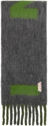 Marni Green & Gray Striped Alpaca Scarf