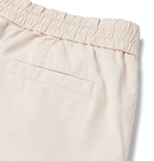 Brunello Cucinelli - Slim-Fit Pleated Cotton-Blend Twill Drawstring Shorts - Neutrals