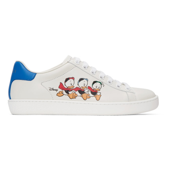 Photo: Gucci White and Blue Disney Edition Donald Duck Ace Sneakers