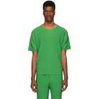 Homme Plisse Issey Miyake Green Pleated T-Shirt