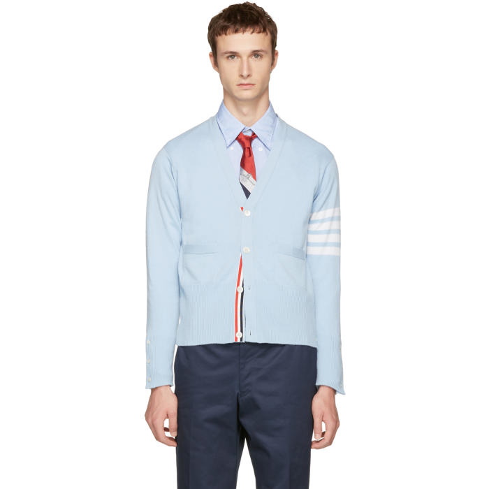 Photo: Thom Browne Blue Classic V-Neck Cardigan