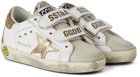 Golden Goose Baby White & Gold Glitter Old School Spur Velcro Sneakers