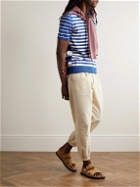DOPPIAA - Slim-Fit Striped Cotton Polo Shirt - Blue