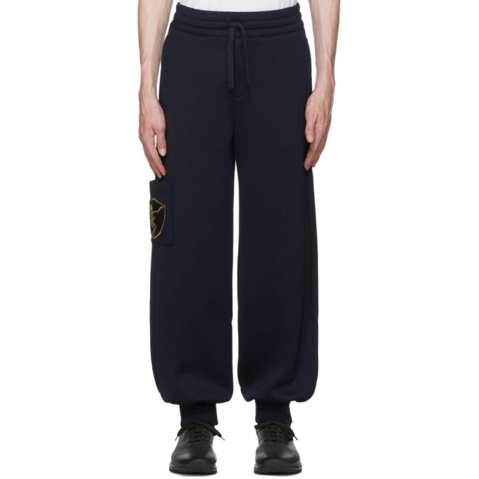 Photo: Alexander McQueen Navy Side Patch Jogger Lounge Pants