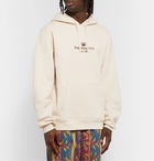 Stüssy - Logo-Embroidered Fleece-Back Cotton-Blend Jersey Hoodie - Neutrals