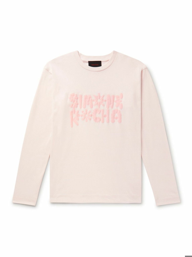 Photo: Simone Rocha - Daisy Logo-Print Cotton-Jersey T-Shirt - Pink