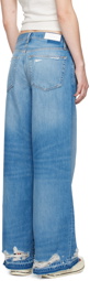 Re/Done Blue Mid Rise Palazzo Jeans