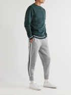 Kingsman - Tapered Striped Cotton and Cashmere-Blend Jersey Sweatpants - Gray