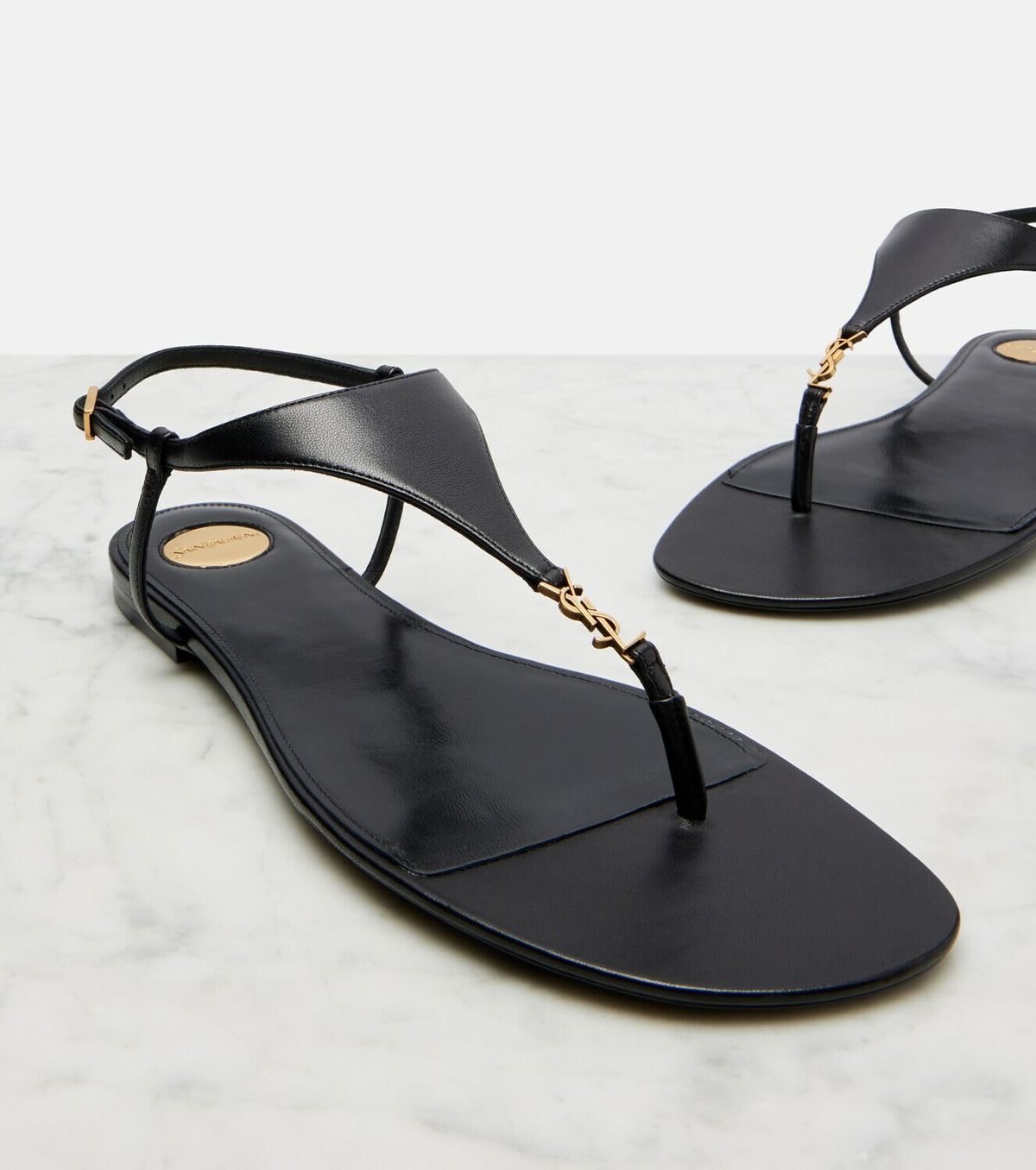 Saint Laurent Cassandre leather thong sandals
