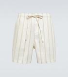 Commas Striped linen-blend shorts