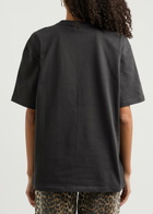 Ganni Logo Crystal-embellished Cotton T-shirt Dark Grey