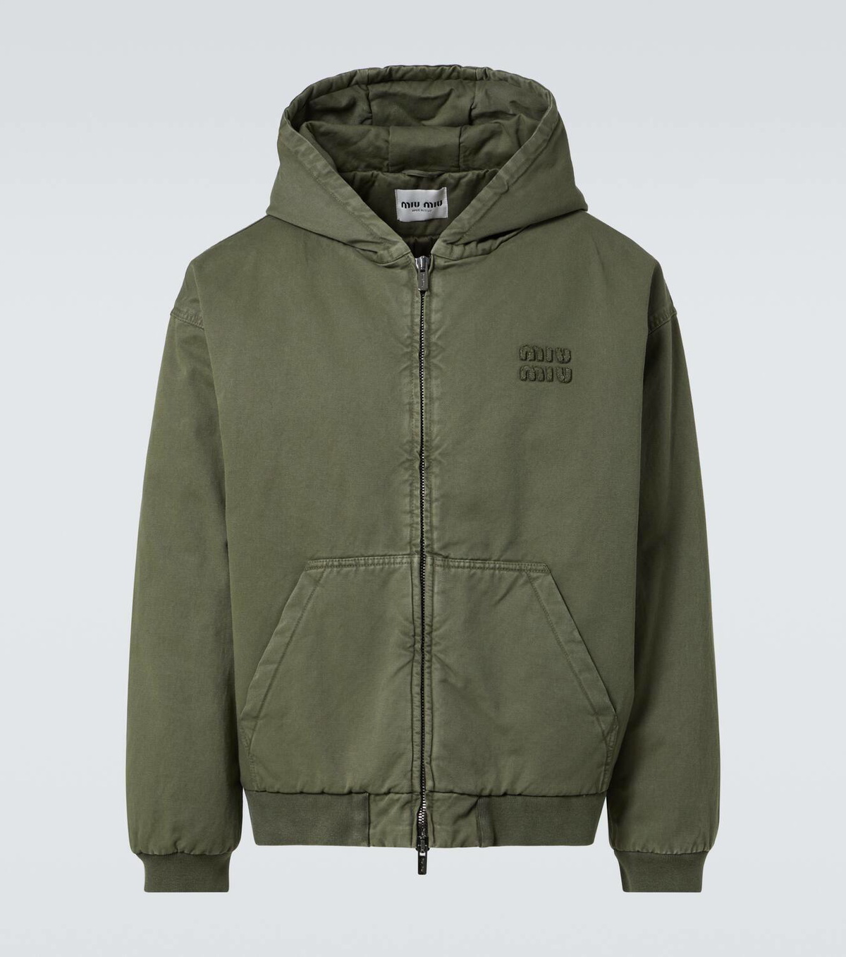 【完売】  Miu Miu Miu Miu hoodie zip-up gabardine cotton Logo トップス