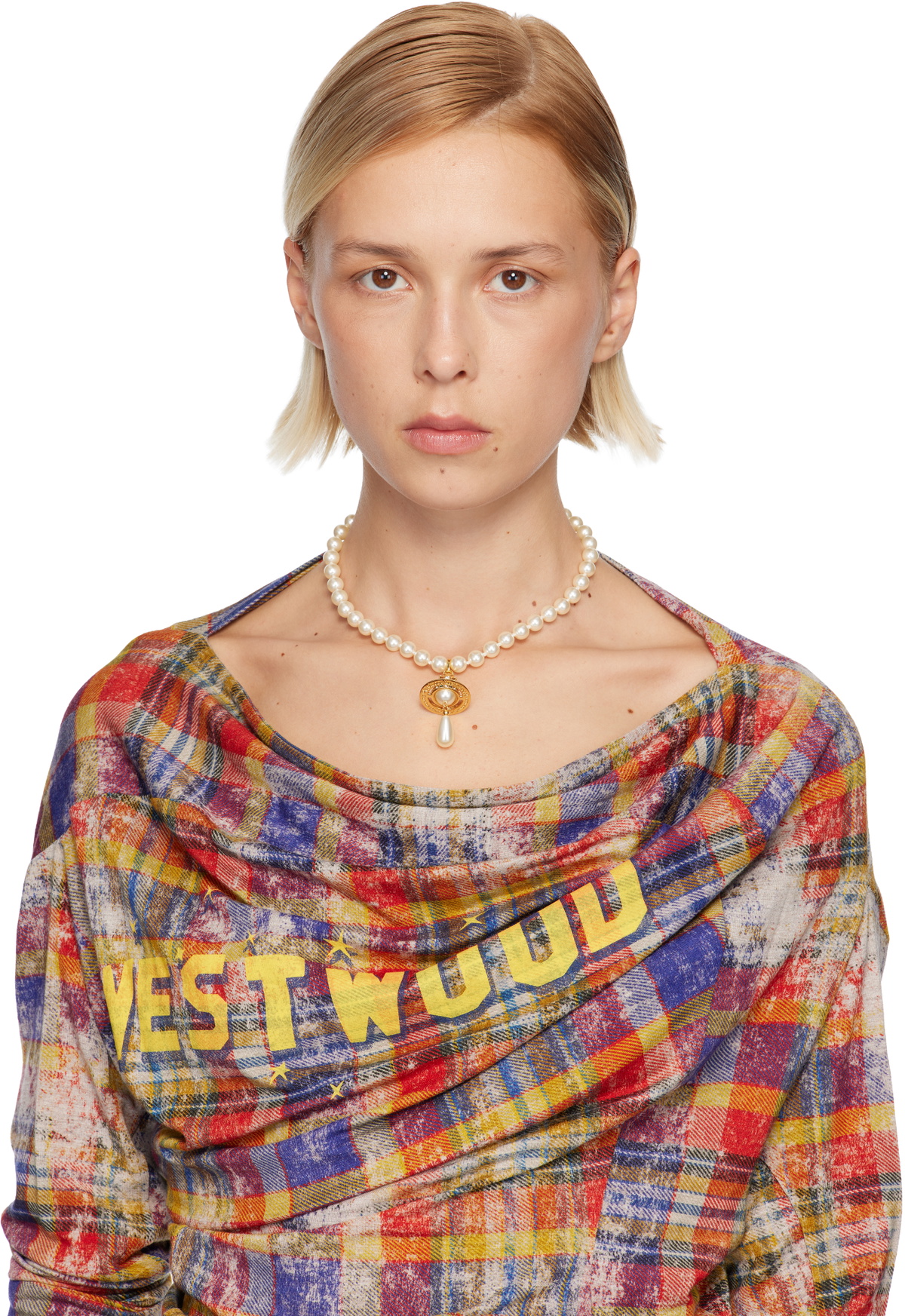 Vivienne Westwood One Row Pearl Drop Choker Vivienne Westwood