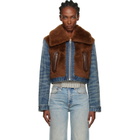 R13 Brown & Blue 'Denim Fur' Jacket