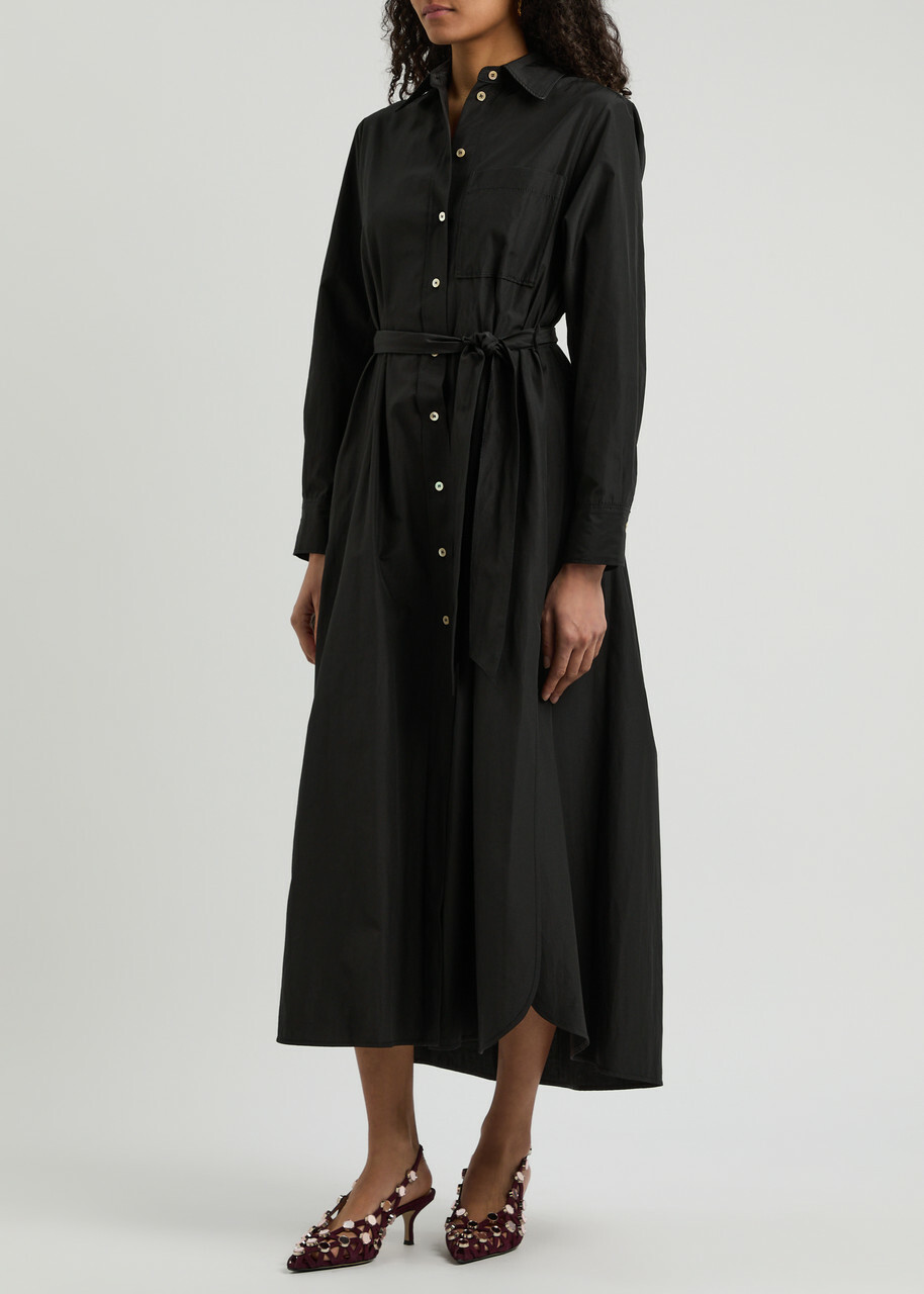 Forte_forte Belted Poplin Midi Shirt Dress Black