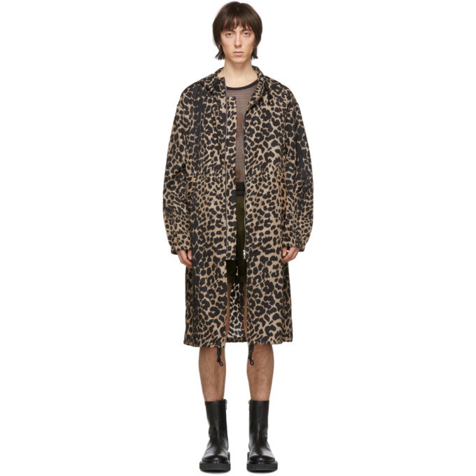 Photo: Dries Van Noten Black and Brown Nylon Animal Long Coat