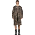 Dries Van Noten Black and Brown Nylon Animal Long Coat