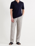 GIORGIO ARMANI - Tapered Pleated Mélange Linen-Piqué Trousers - Gray - IT 52