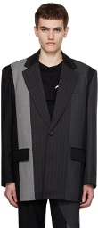 Feng Chen Wang Black & Gray Multi Paneled Blazer