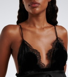 Roberto Cavalli Lace-trimmed ruffled silk minidress