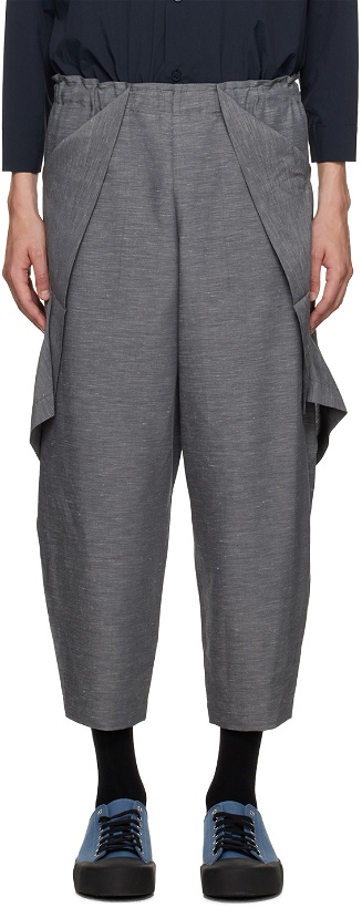Photo: 132 5. ISSEY MIYAKE Gray Light Trails Solid Trousers