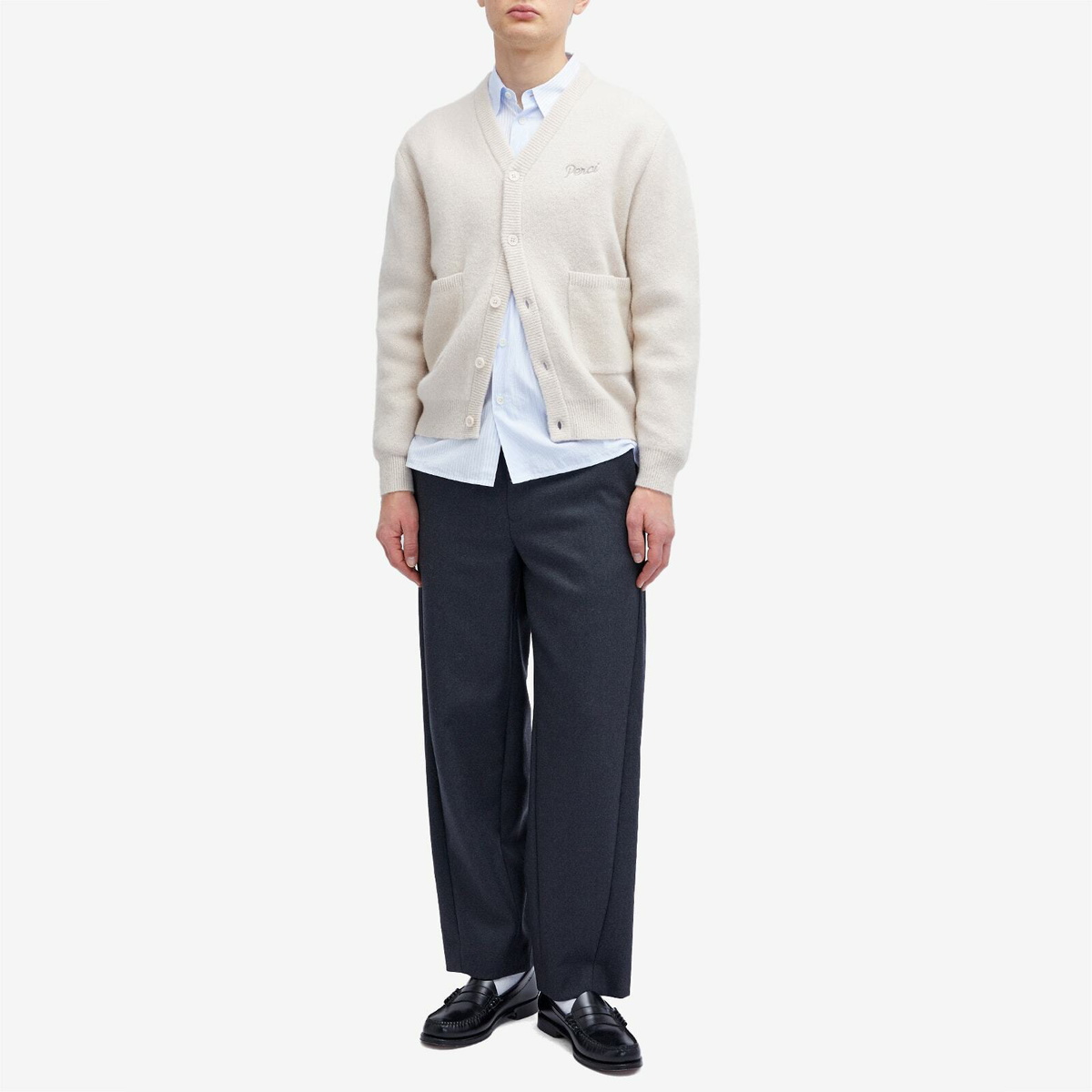 Percival Men's White Glove Mohair Cardigan in Neutrals