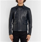 Blackmeans - Slim-Fit Leather Biker Jacket - Blue