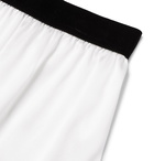 TOM FORD - Velvet-Trimmed Stretch-Silk Satin Boxer Shorts - White