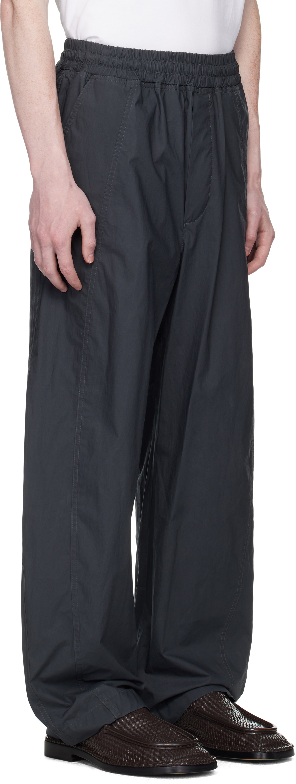 Bottega Veneta Gray Resinated Cotton Trousers