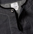 visvim - Velvet-Trimmed Panelled Denim Shirt - Men - Indigo