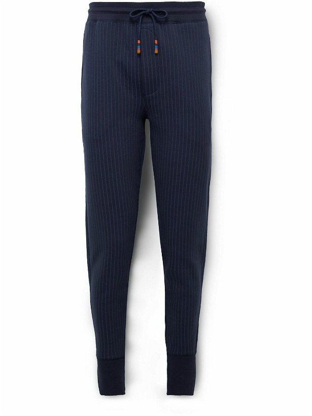 Photo: Paul Smith - Tapered Striped Cotton-Blend Jersey Sweatpants - Blue