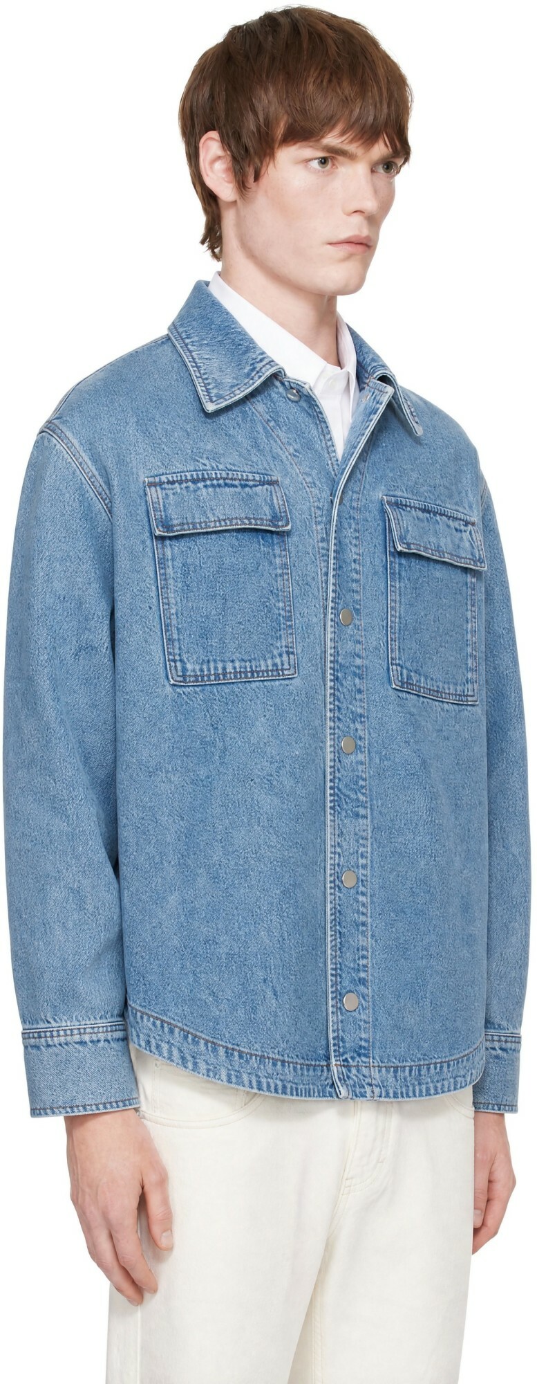 AMI Paris Blue Camp Collar Overshirt