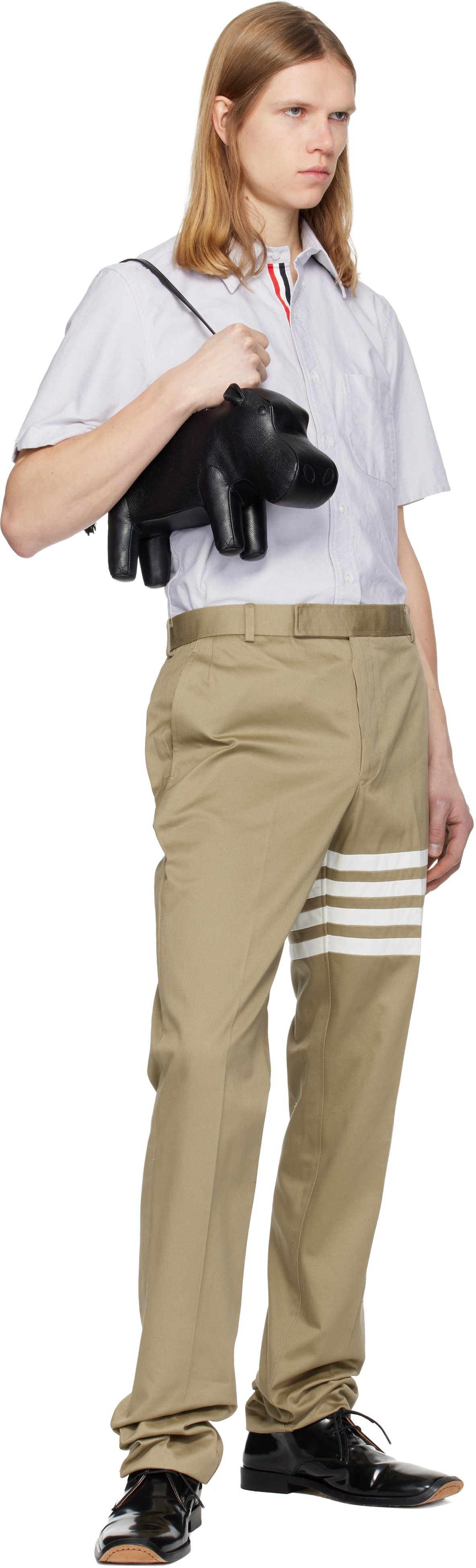 Thom Browne Beige Cotton Twill 4-Bar Unconstructed Chino Trousers