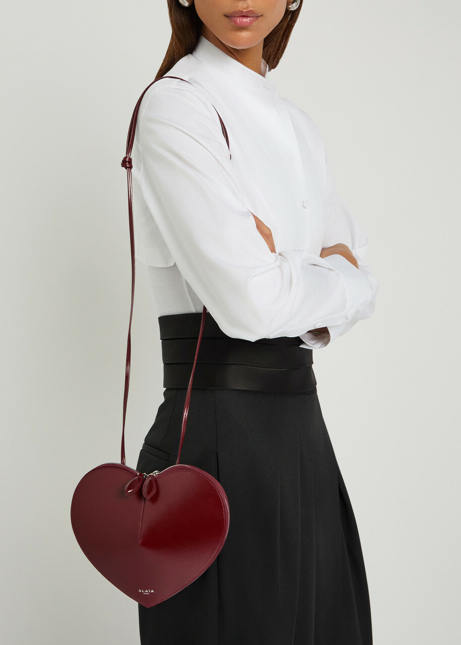 Alaïa Le Couer Glossed Leather Cross-body bag - Burgundy - One Size