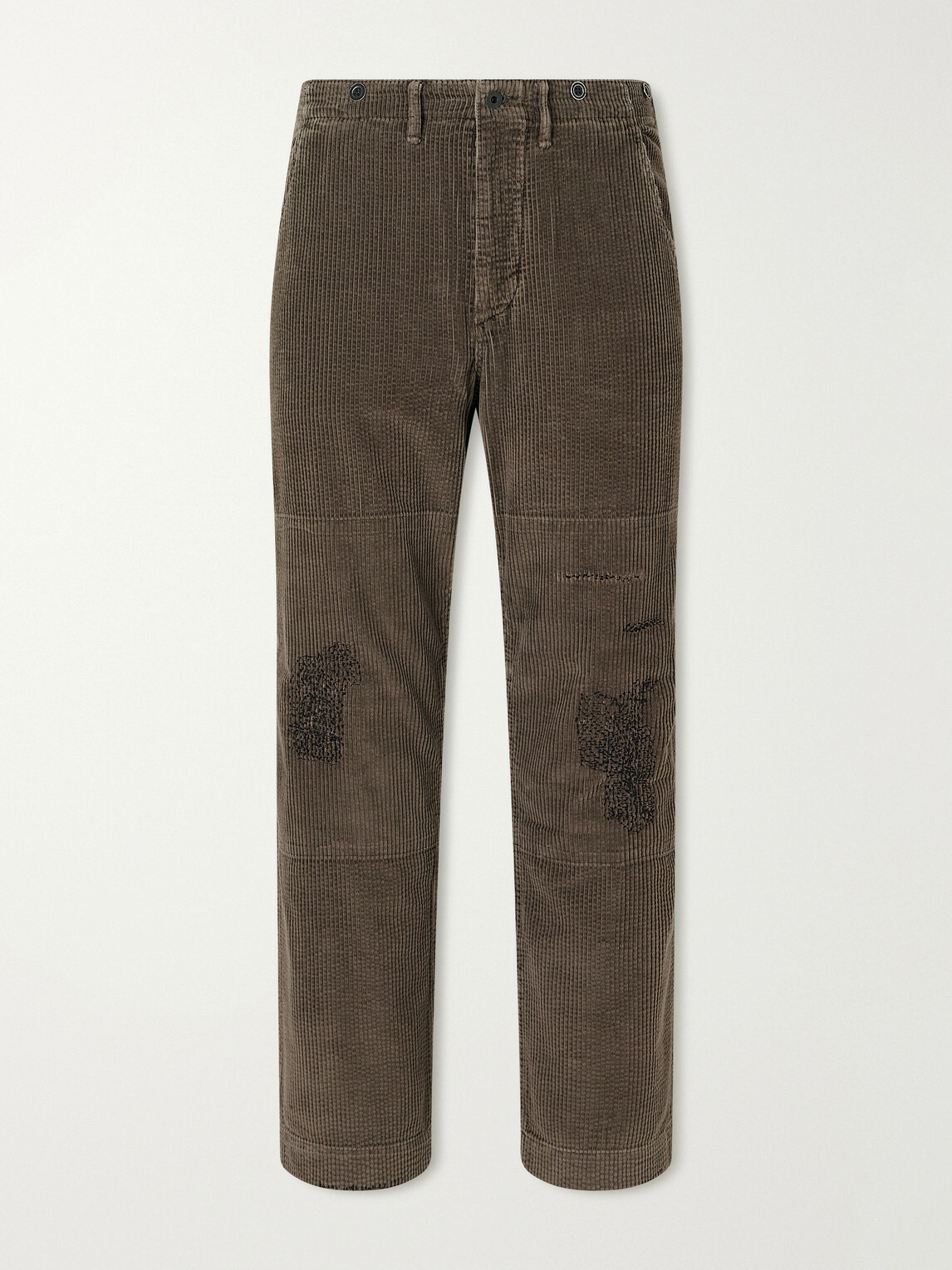 RRL - Straight-Leg Distressed Cotton-Corduroy Double-Knee Trousers - Brown
