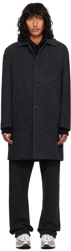 Photo: Reigning Champ Black & Grey Wool Herringbone Scout Coat