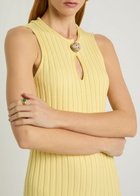 Stella Mccartney Ribbed Cotton Midi Dress Yellow