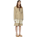 Palomo Spain Beige Linen Cinched Blazer